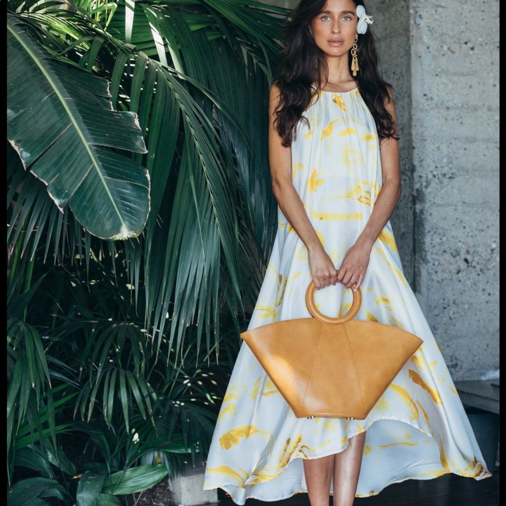 Cult Gaia Yellow and White Dress